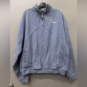 Rhude Classique Men's Quarter Zip Sweater in Blue Size Large